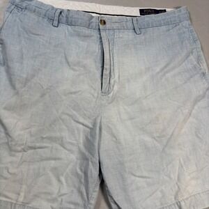 Polo Ralph Lauren Shorts Mens 36 Light Blue Classic Fit Linen Blend Chambray